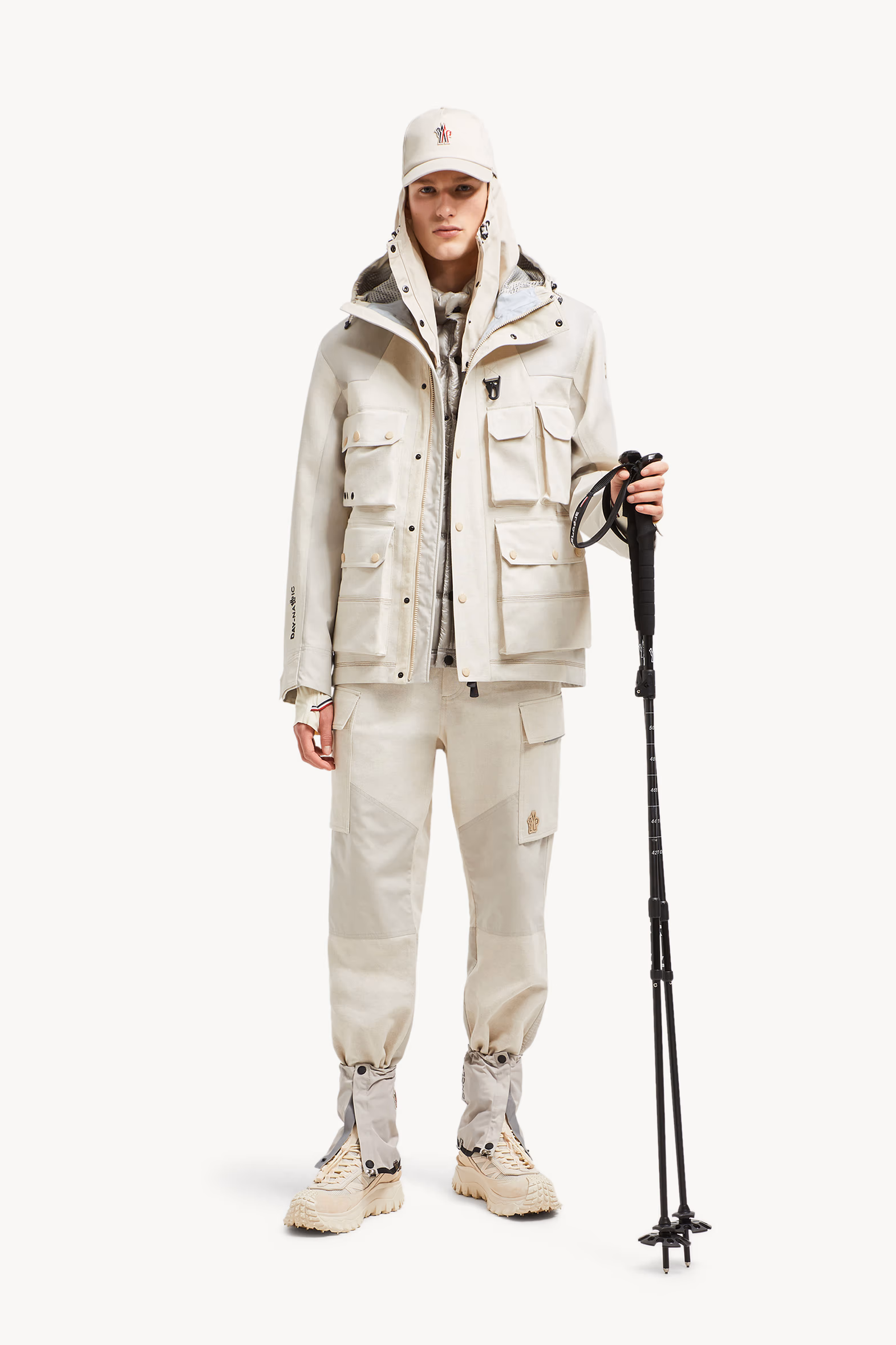 Chaqueta de campo de lino y algodón con capucha Spur Hombre Beige Claro Moncler 0